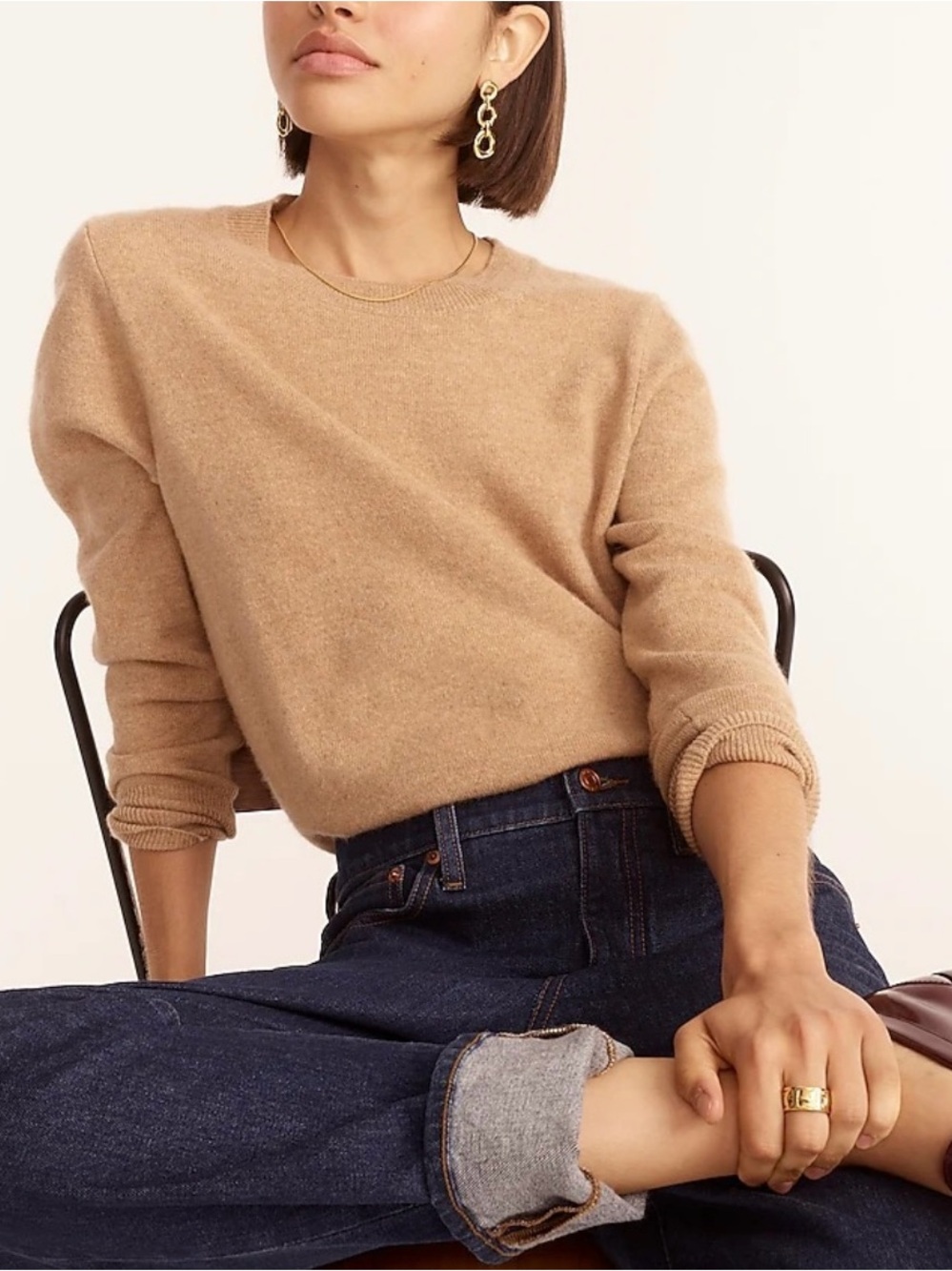 J. Crew Camel/Tan Crewneck Cashmere Sweater